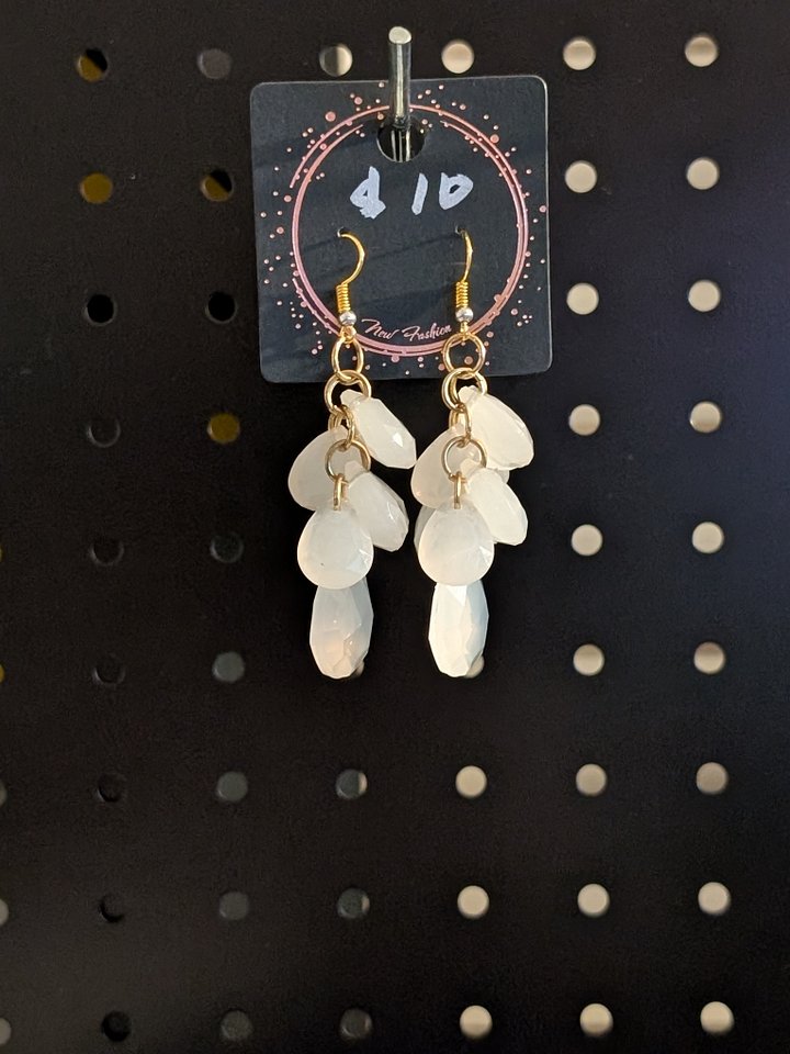 WHITE DANGLE EARRINGS! product image (1)