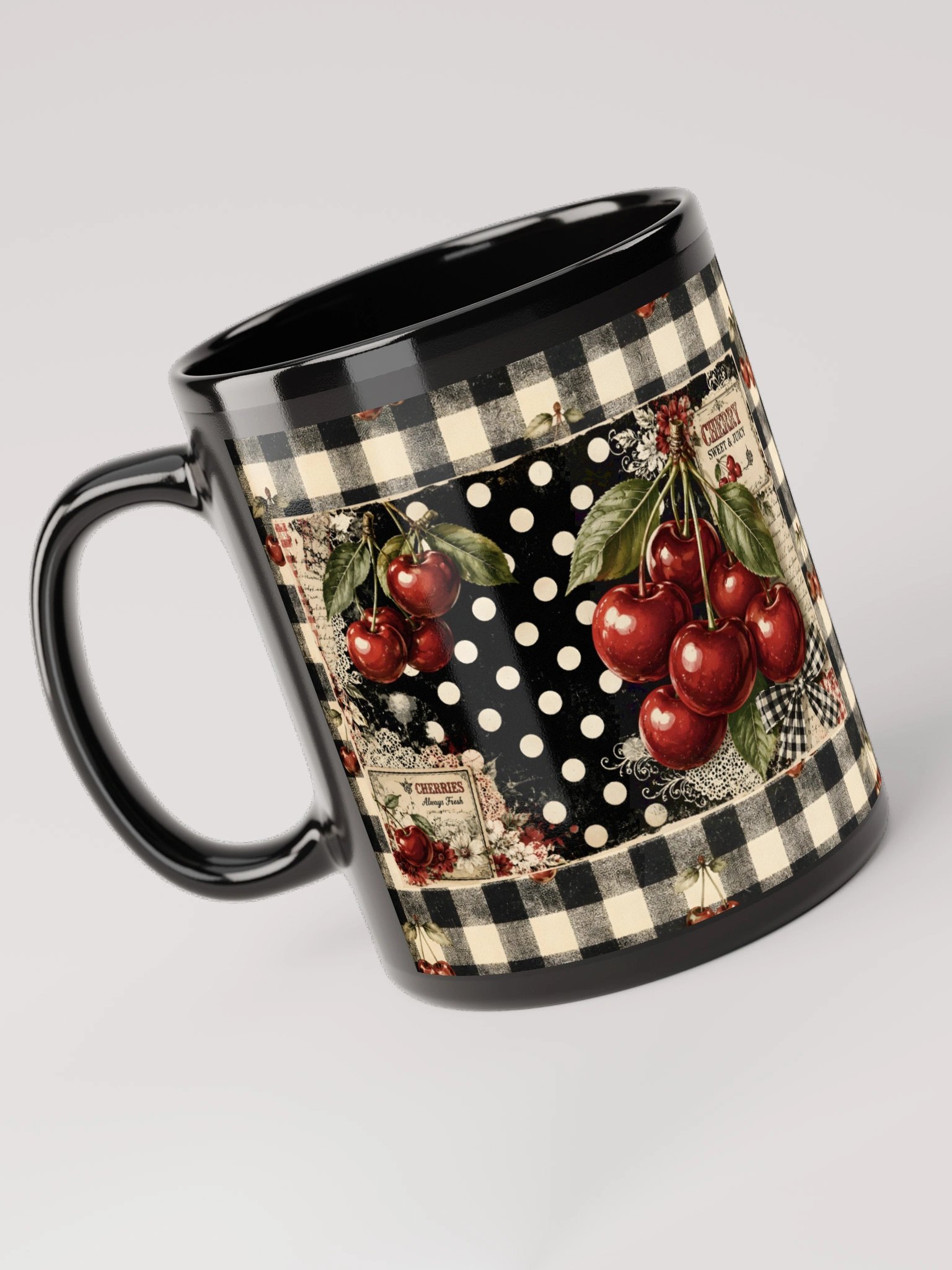 Chic Cherry - Vintage Cherry Check Mug product image (5)