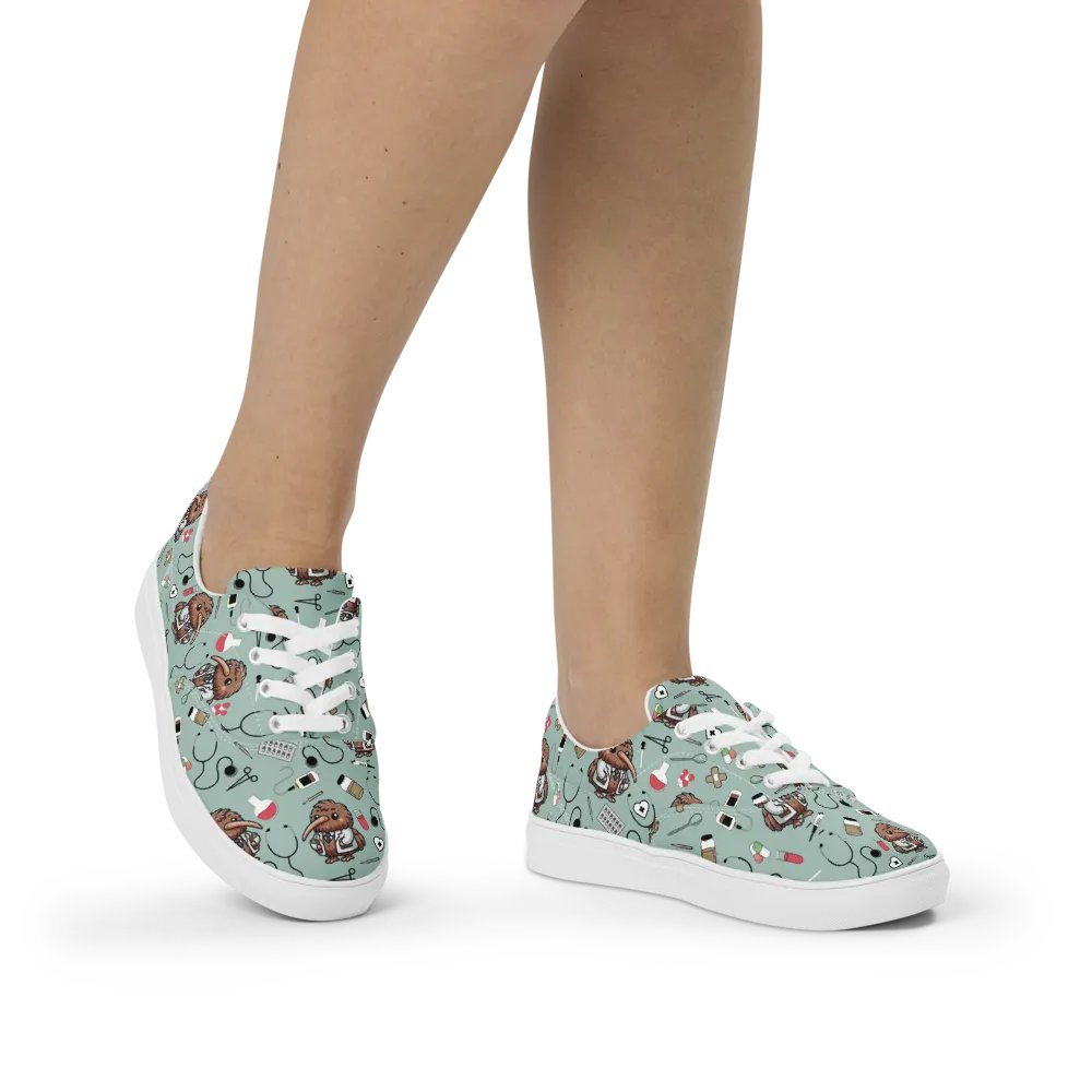 Cute Medical Kiwi Lace-up Canvas Shoes (Opal) product image (2)