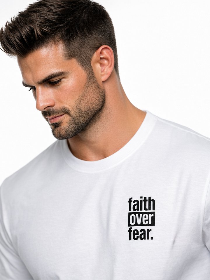 Faith Over Fear Embroidered Unisex White Tee product image (2)