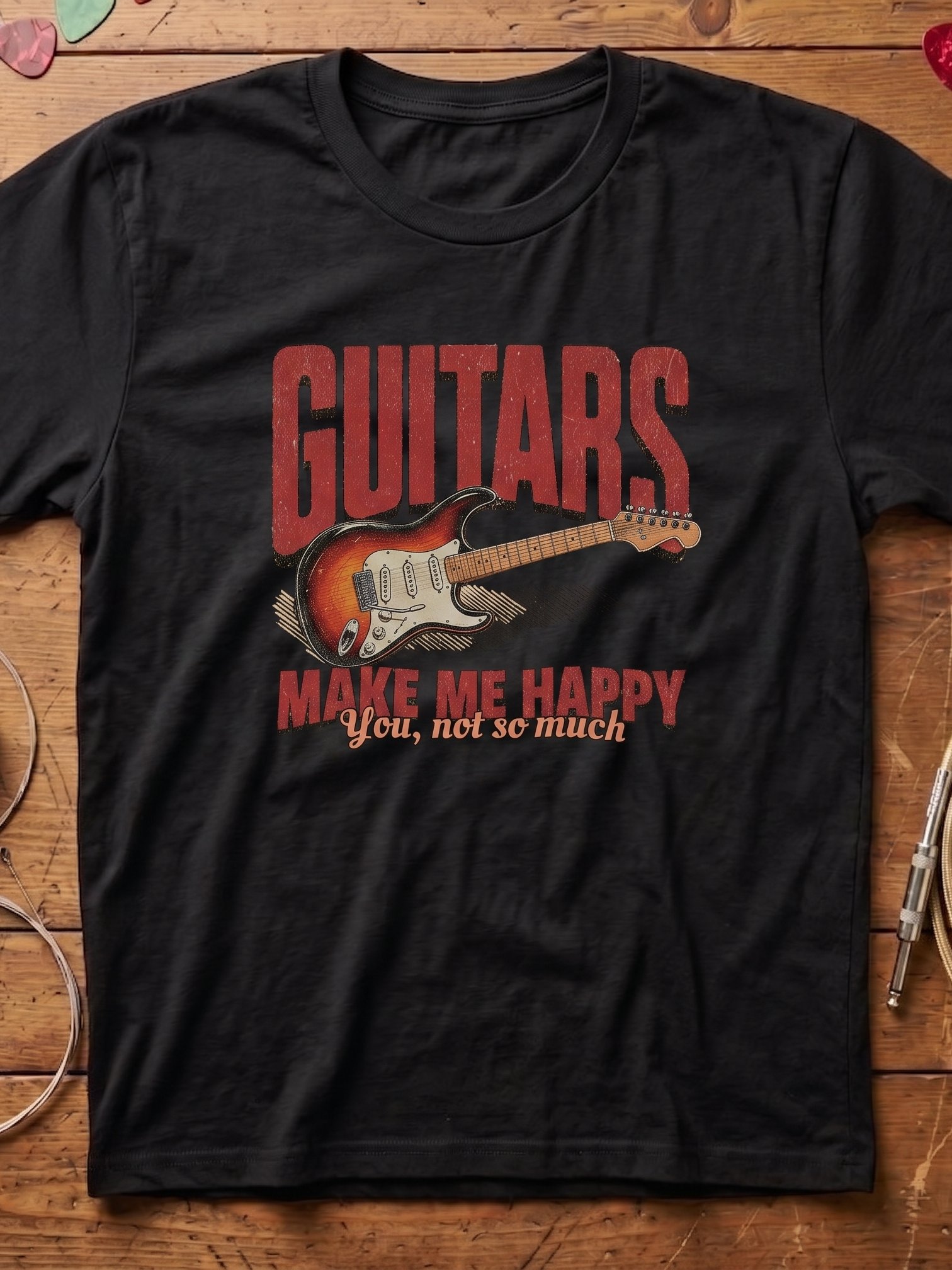 Guitars make me happy - guitar t-shirt | funny guitar t-shirts product image (1)