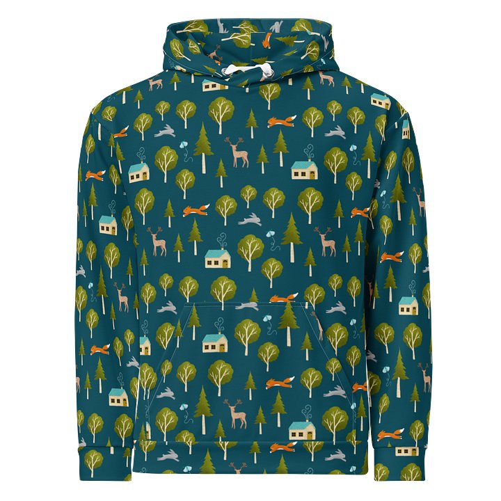 Cozy Cabin and Forest Animals Unisex Cotton Hoodie product image (1)