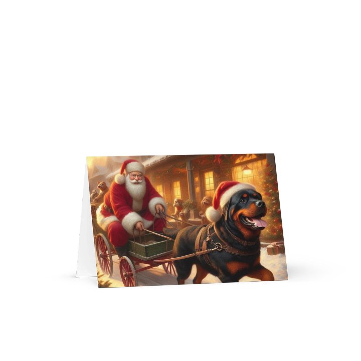 Rottweiler Santa's Sleigh Ride Greeting Card product image (1)