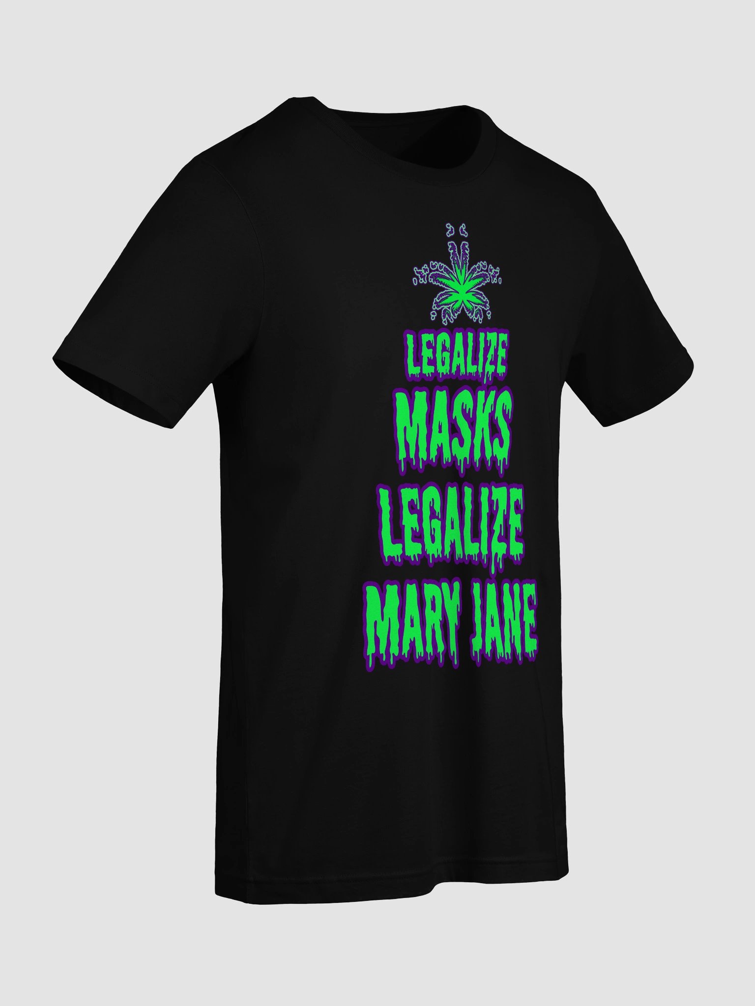 Legalize Masks Mary Jane Black Tee, Punk Rock Pothead Weed Leaf T-Shirt, Cannabis Stoner Clothing product image (9)