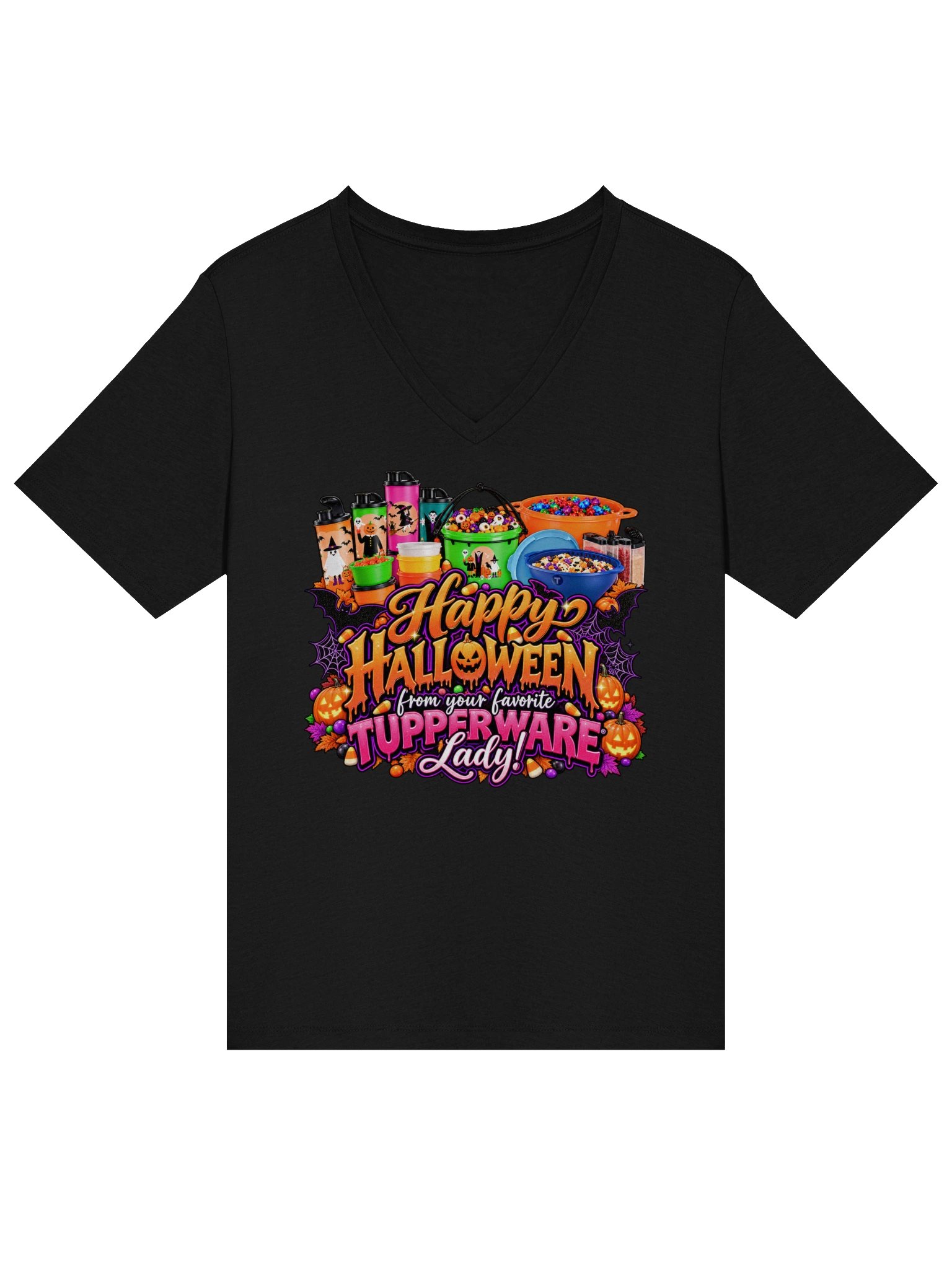 Halloween 2026 Tupperware V-Neck Tee product image (1)