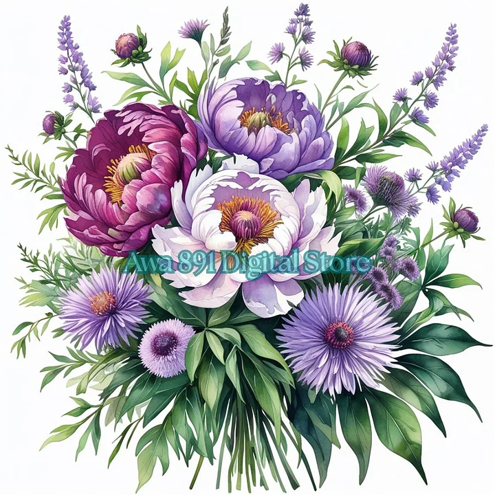 50 Watercolor Wildflower Bed Clipart - Transparent PNGs for Digital Download product image (1)