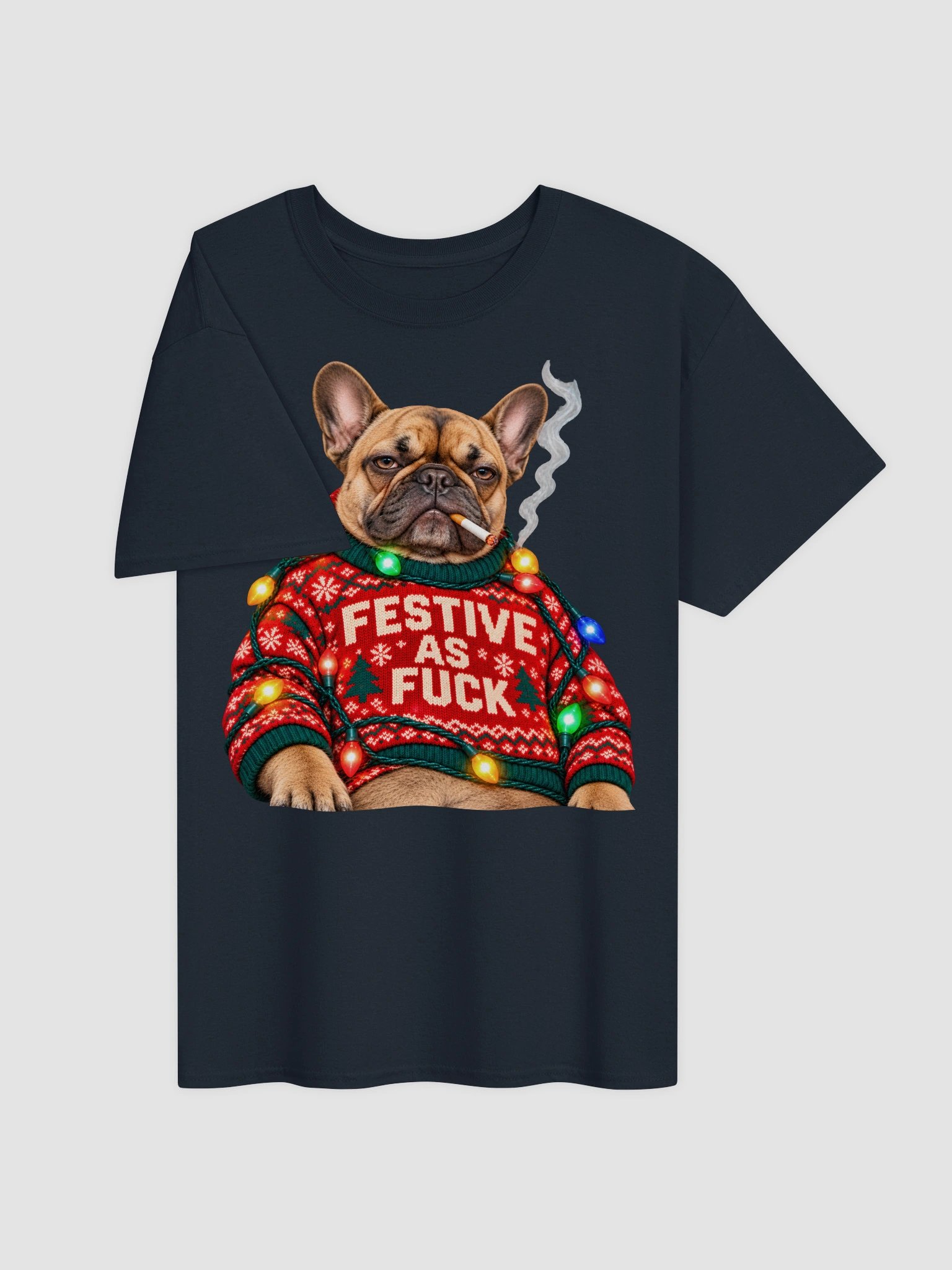 Festive AF French Bulldog Shirt - Funny Ugly Christmas Sweater Frenchie Dog T-Shirt product image (2)