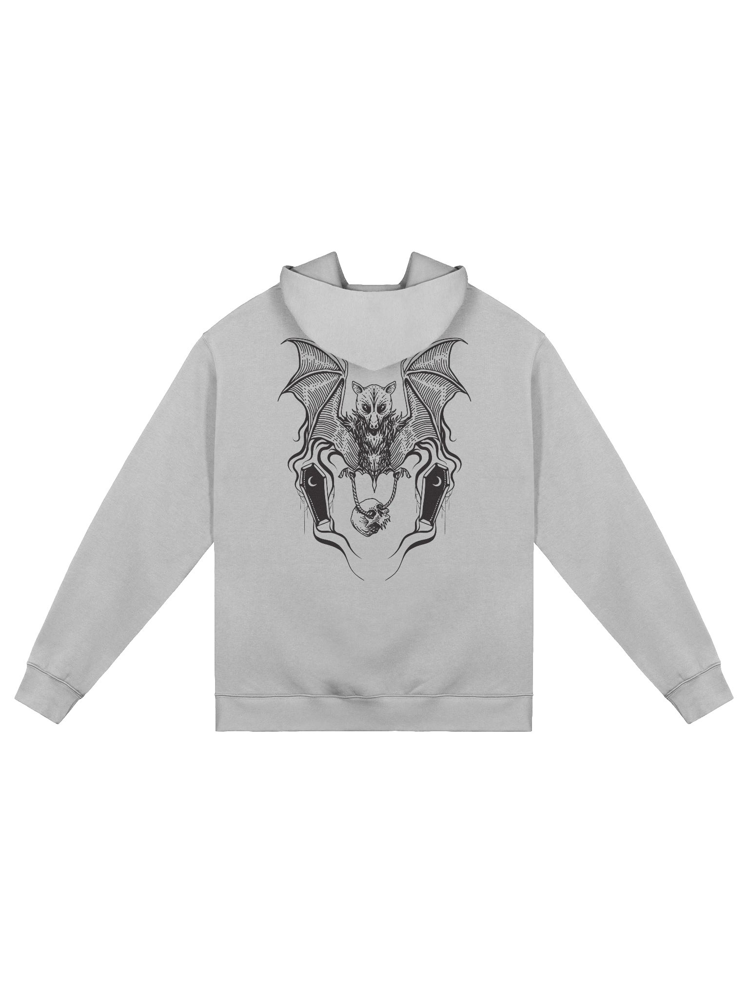 Grey Gothic Bat and Skull Oversized Hoodie product image (4)