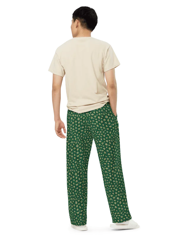 Green Mini Leopard Pattern Wide-Leg Pants product image (3)