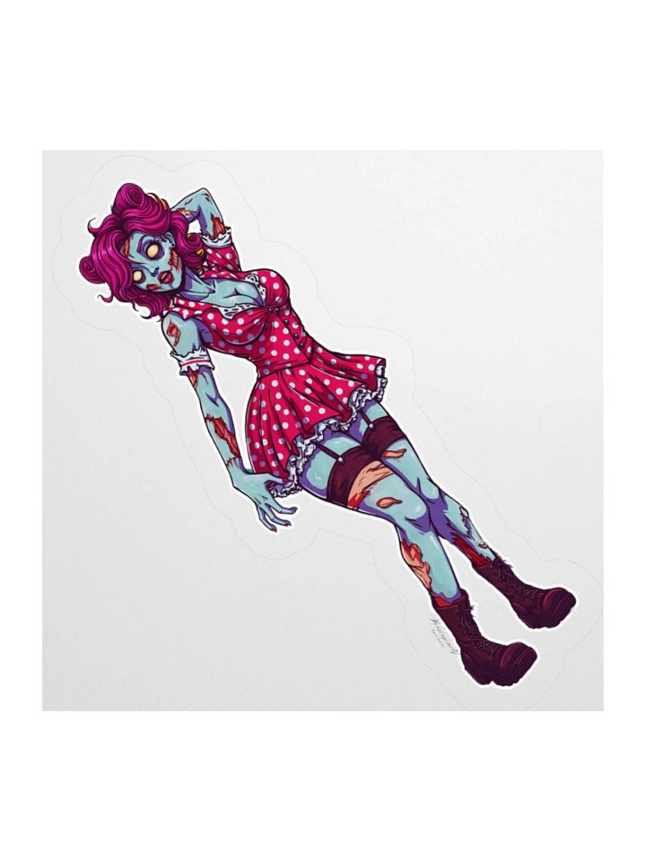 V2 Zombie Pinup Kiss Cut Stickers (Clear Edge) product image (1)
