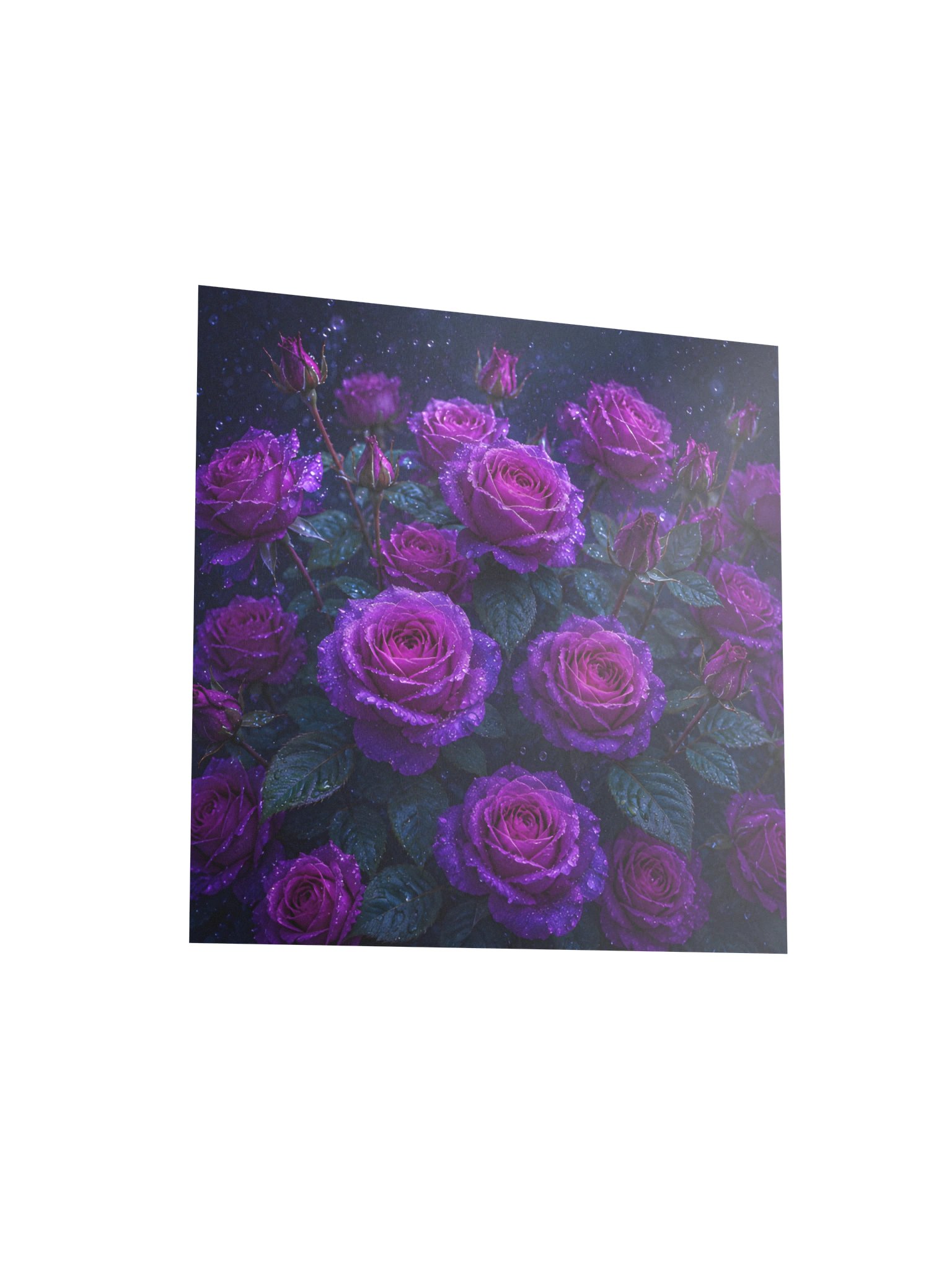 Purple Rose Wall Art Print, Rainy Floral Poster, Romantic Violet Flower Decor, 10x10 Gift product image (5)