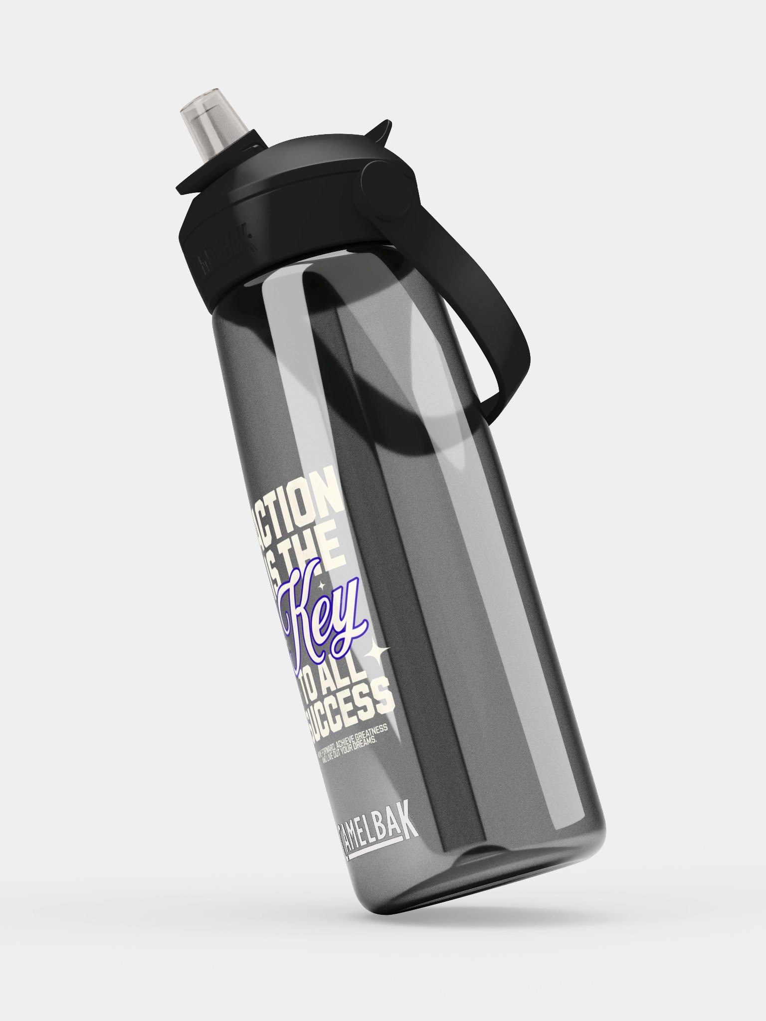 Motivational Flip Straw Water Bottle - Action Is the Key product image (2)