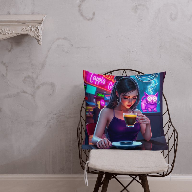 Pillow-Midnight Brew: The Cat on Caffeine product image (1)