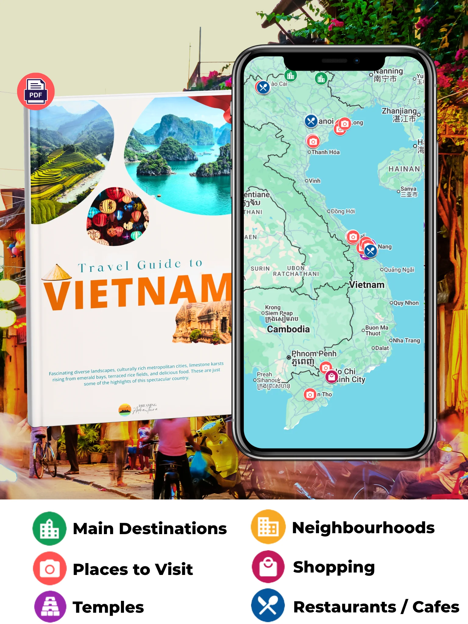 VIETNAM Map & Guide for Easy Trip Planning (100+ Map Pins) product image (1)