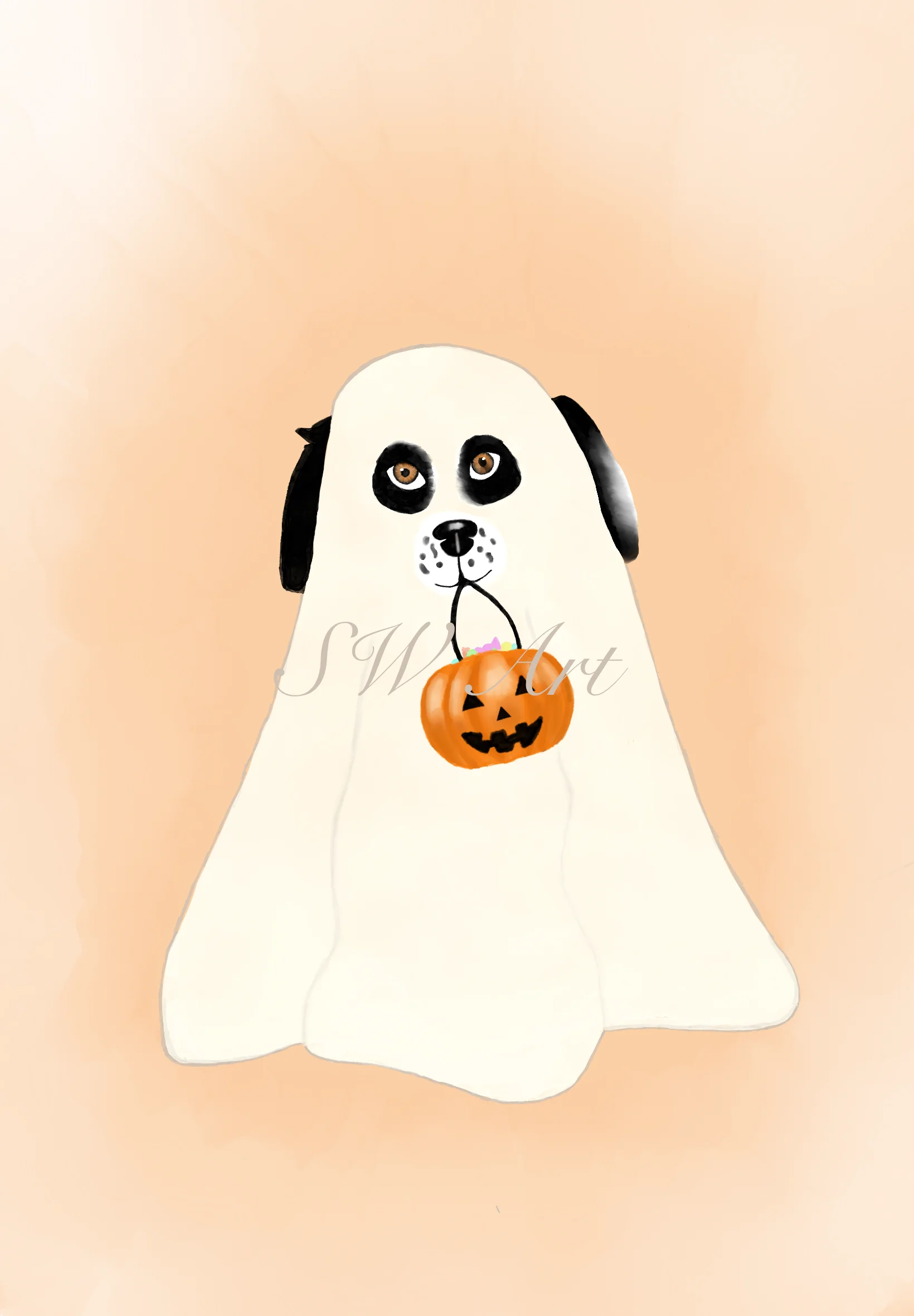 Ghost Dog Halloween Art Digital File product image (1)