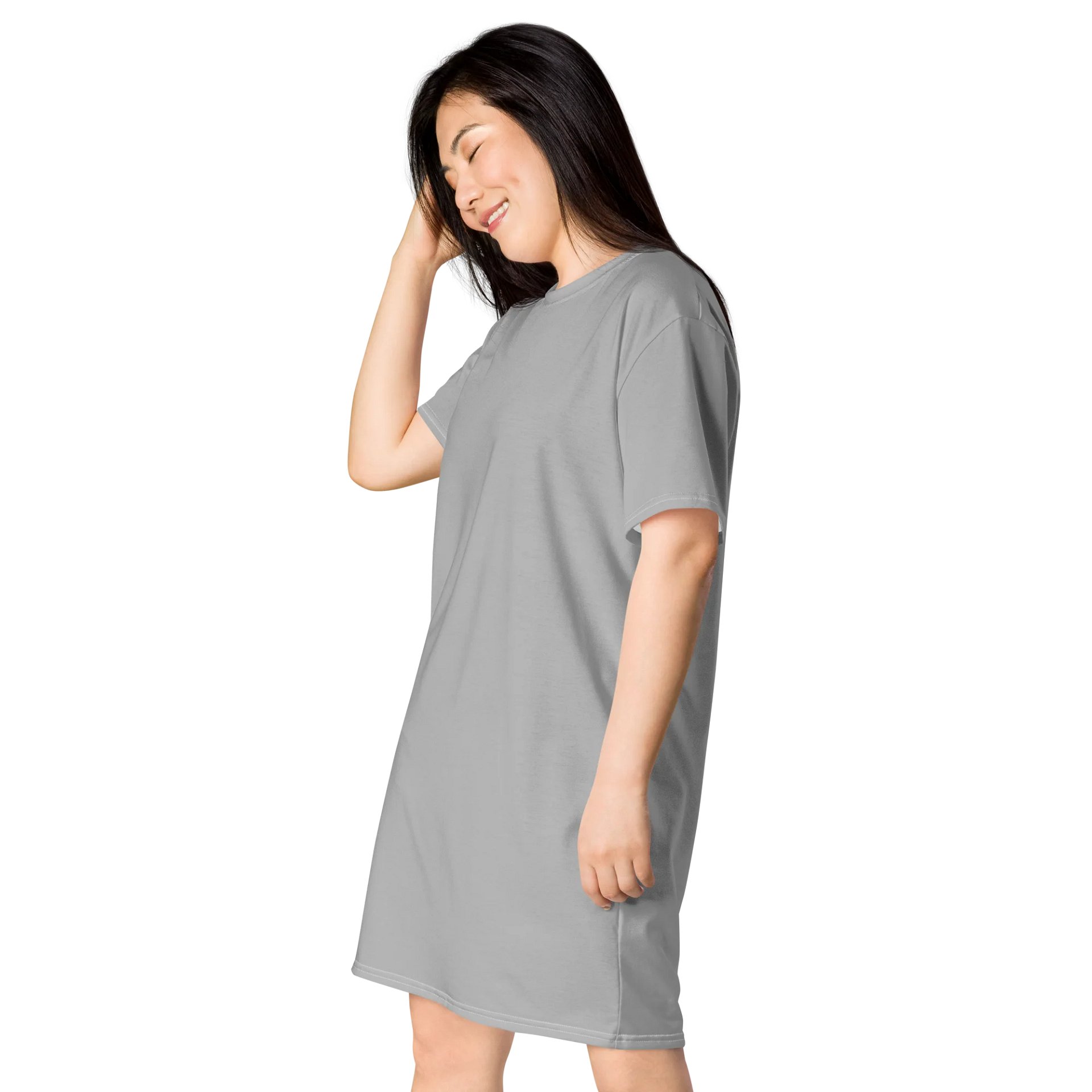 Silver Oversized T-Shirt Dress | Stretchy Fabric | Casual or Formal Style | Sizes 2XS-6XL | Exclusive Design product image (3)