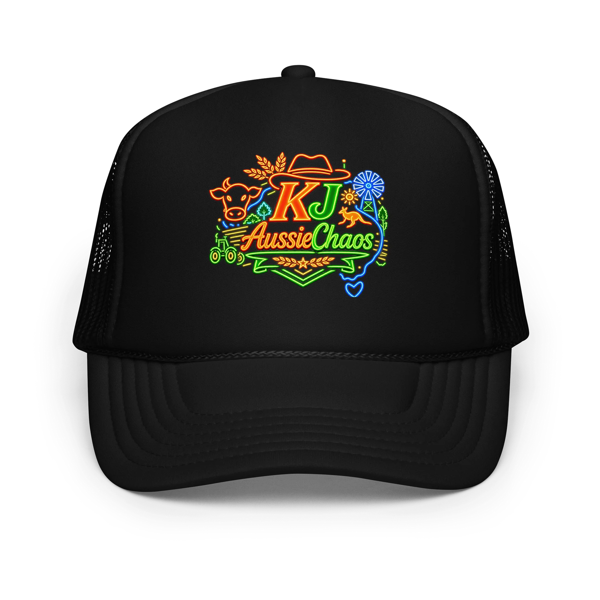 KJ Aussie Chaos Neon Australia Trucker Hat product image (1)