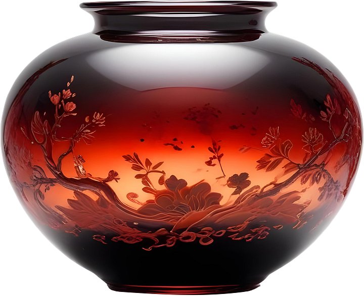 Chinese Glass Vase – Crimson Sunset Elegance PNG product image (1)