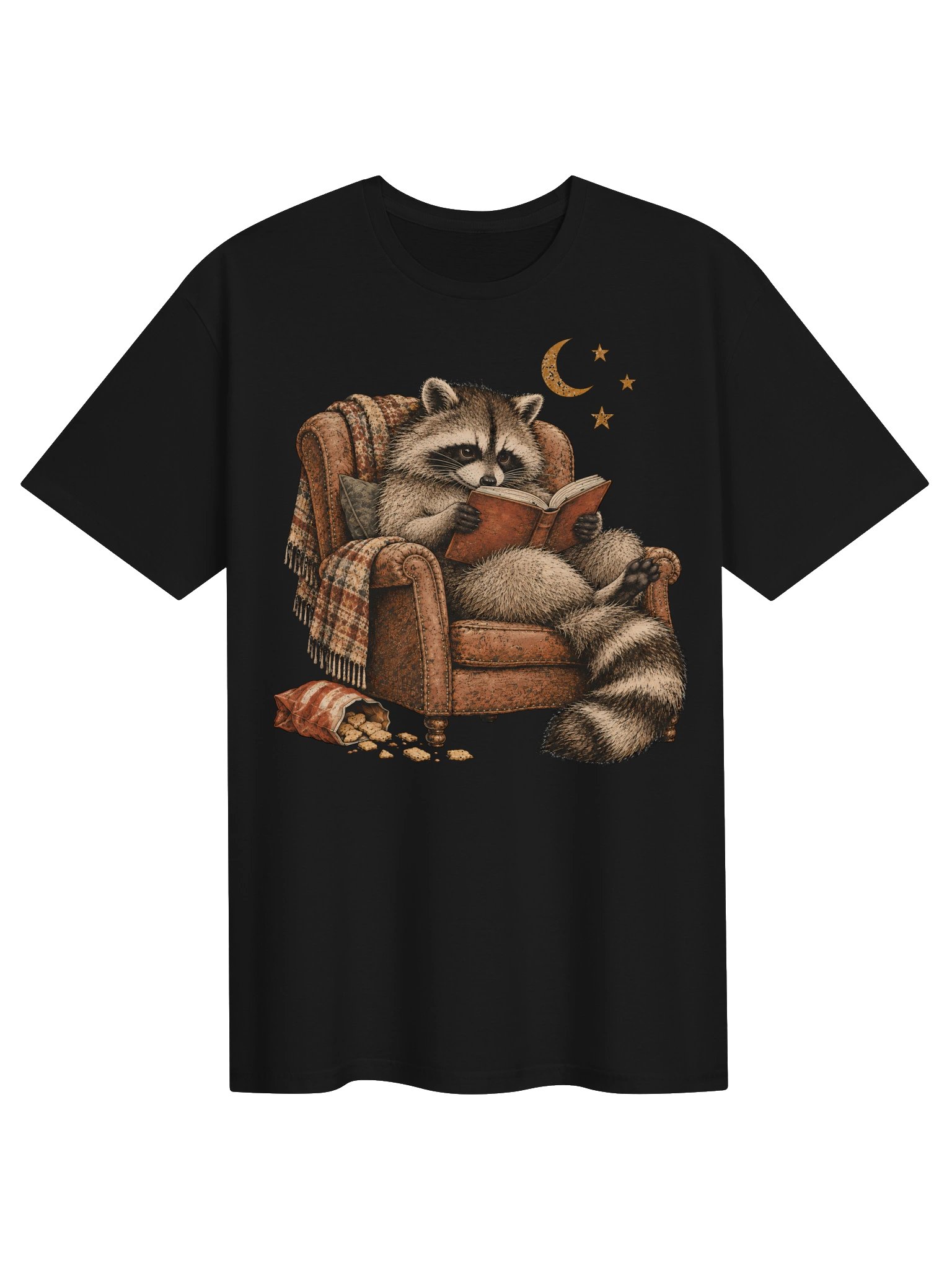 Cozy Reading Raccoon T-Shirt product image (1)