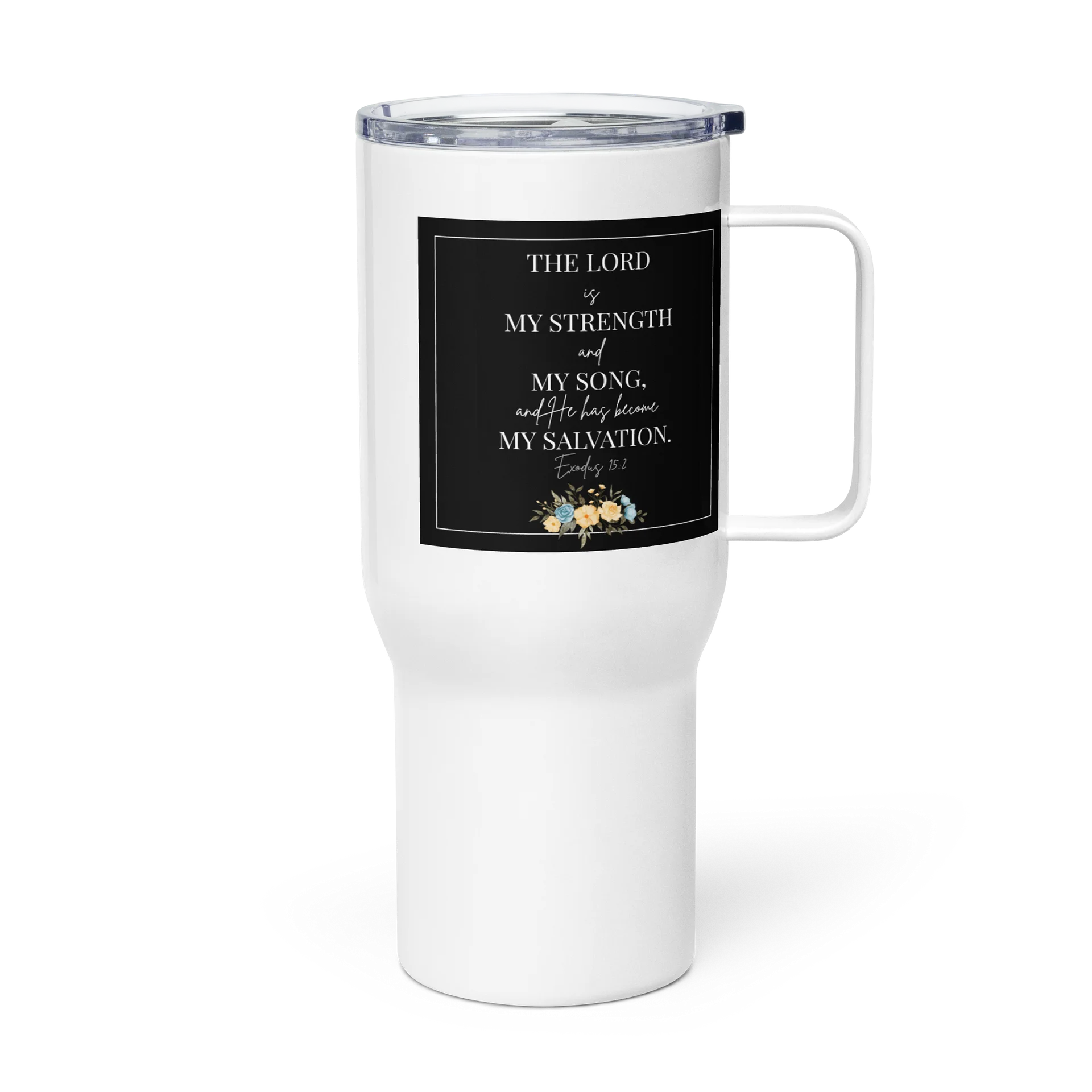 Exodus 15:2 Travel Mug with a Handle - Floral Design product image (3)