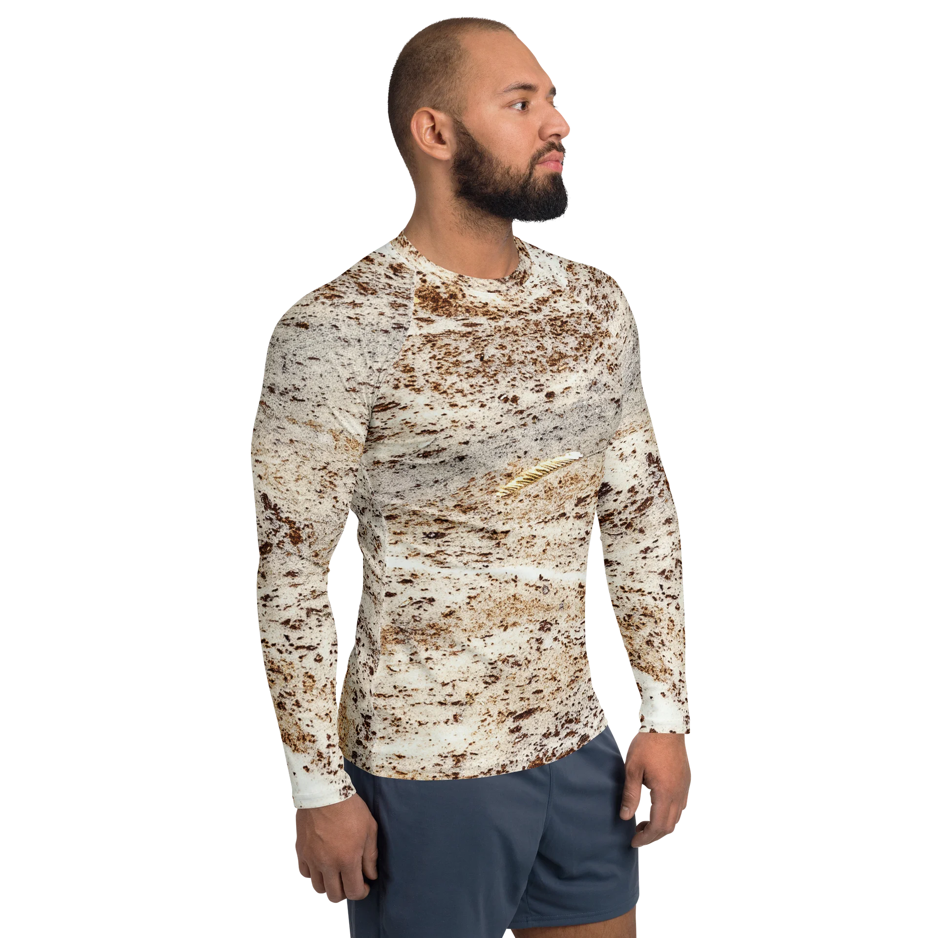 Expresso Swirl — All-Over Print Men's Dark Roast Long Sleeve Rash Guard product image (4)