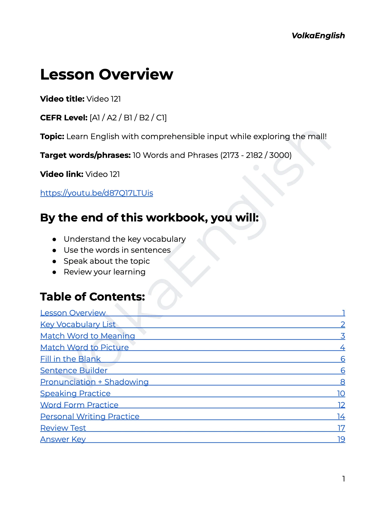 Video 121 Study Pack product image (2)