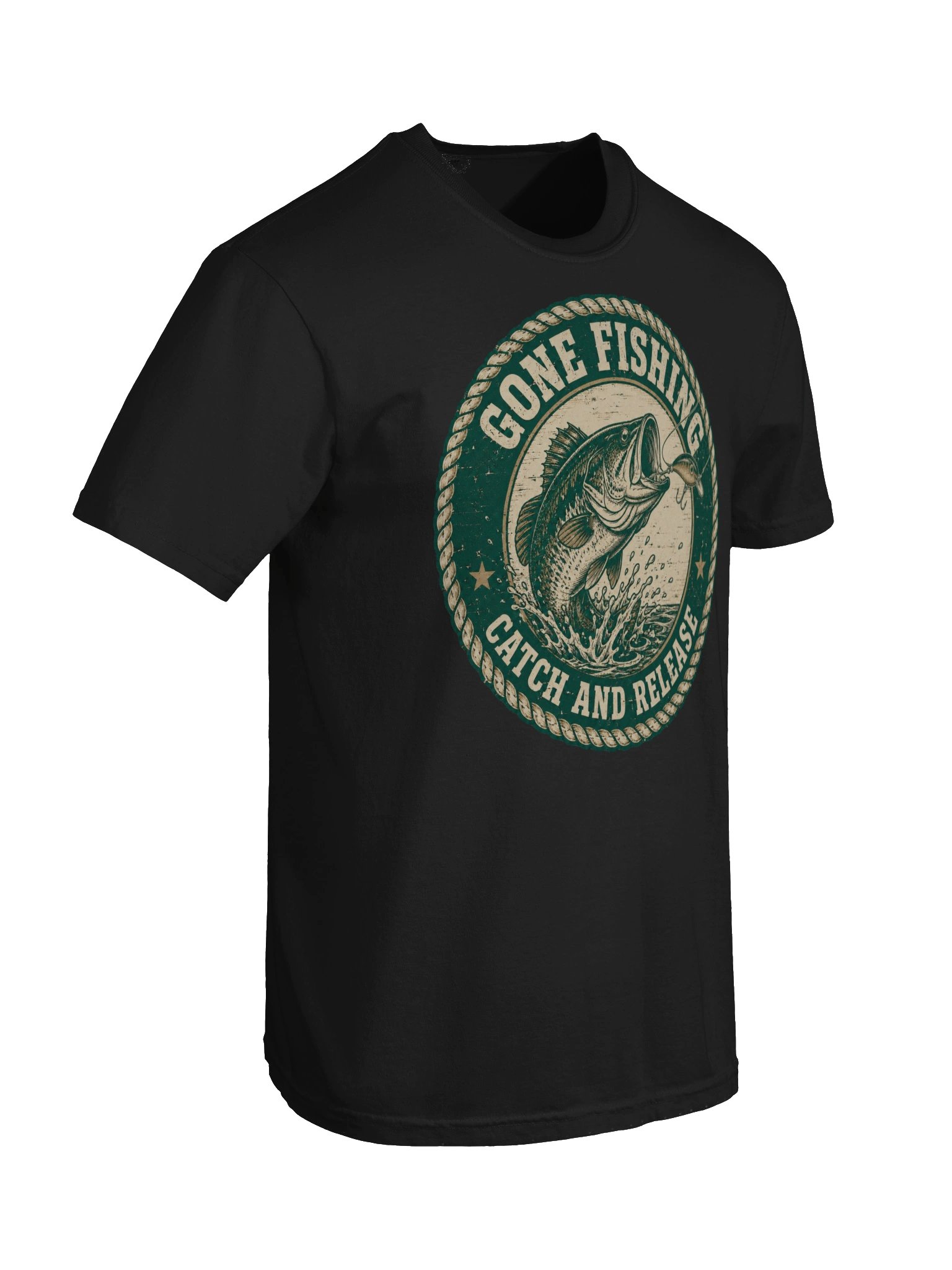 Gone Fishing T-Shirt | Vintage Bass Fishing Graphic Tee Gift for Fishermen product image (6)