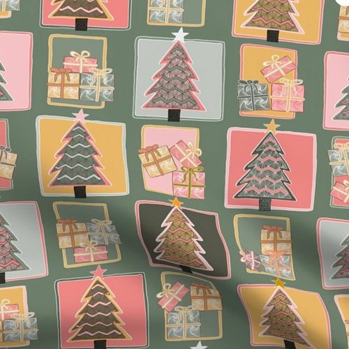 I've joined in on Spoonflower's Merry Maximalist Fabric Design challenge. Had so much fun that I offered it in various colors...