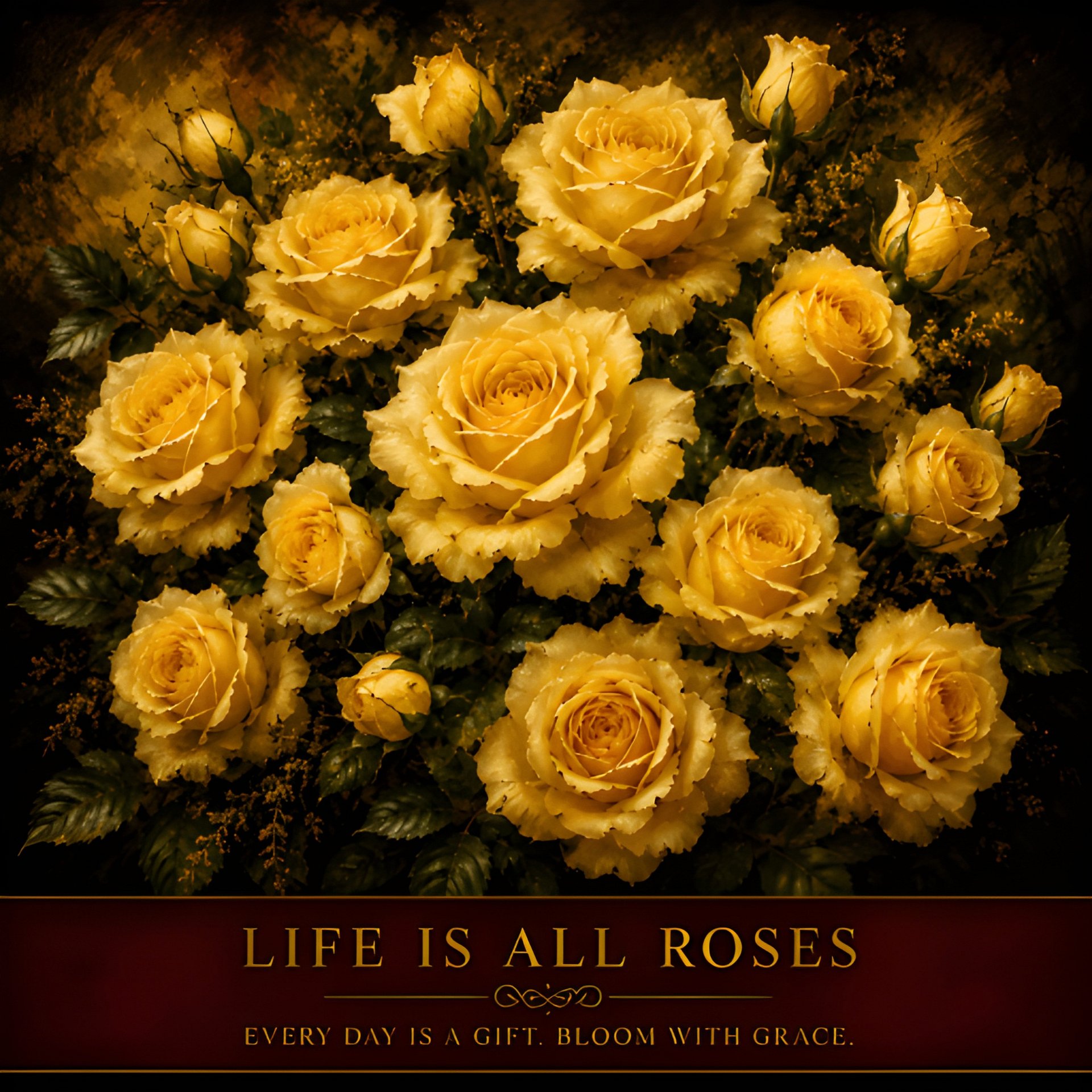 Yellow Rose Wall Art Printable | Life Is All Roses Floral Decor | Romantic Gift Digital Download product image (2)