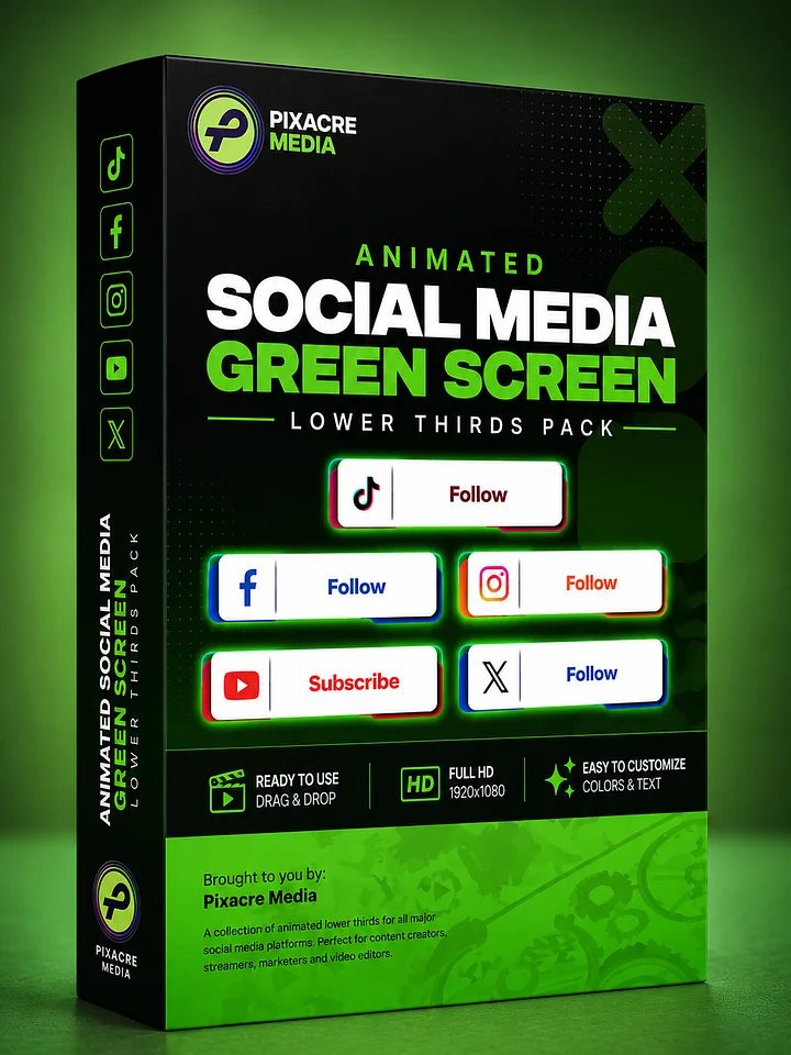🎬 Professional Animated Social Green Screen Media Lower Thirds Pack product image (1)