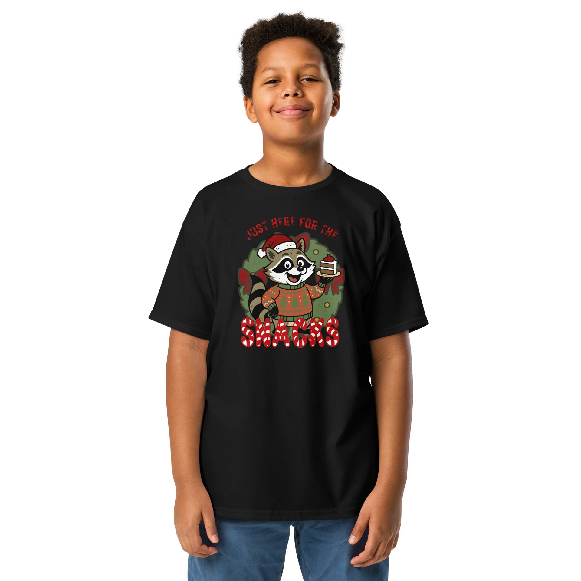 Here for the Snacks Raccoon Youth Tee product image (1)