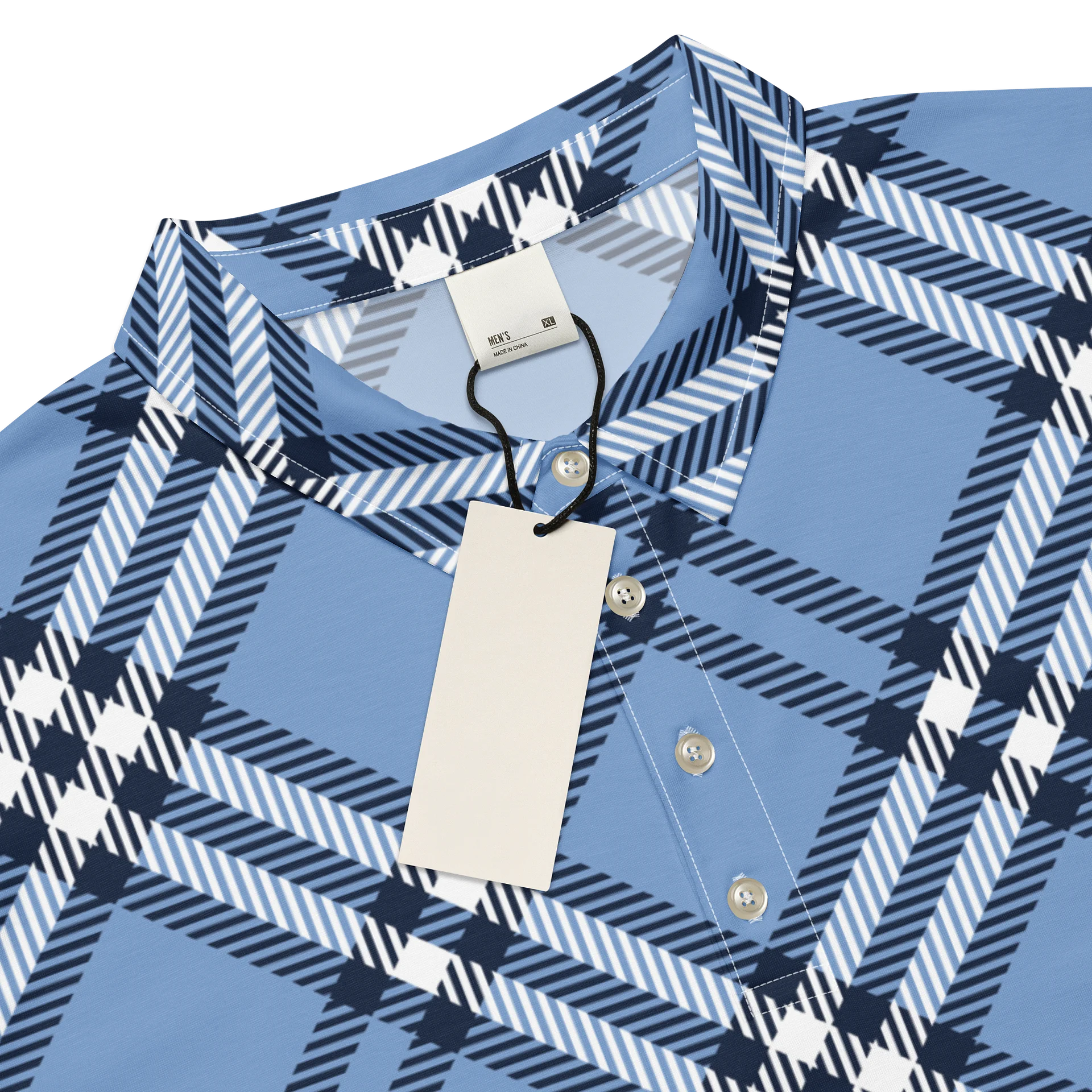 Blue Plaid Abstract Slim Fit Polo product image (4)