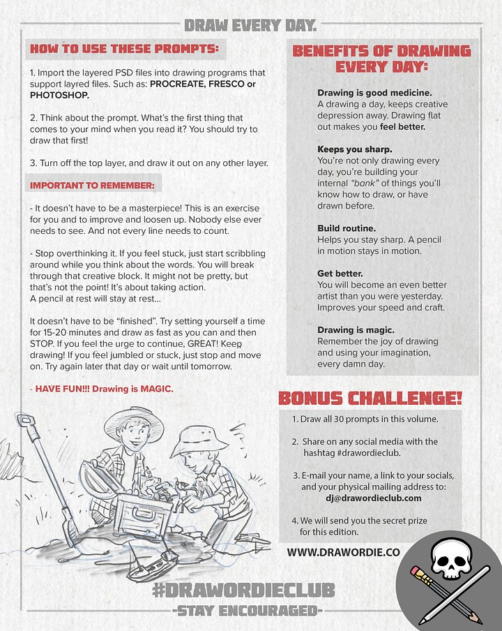 Draw Every Day - Drawing Prompts Vol. 1 + PROCREATE Brush Pack! product image (2)