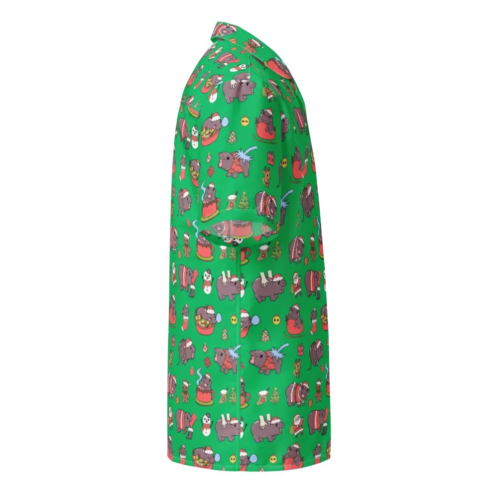 MOODENG'S GREEN CHRISTMAS HAWAIIAN SHIRT! product image (8)