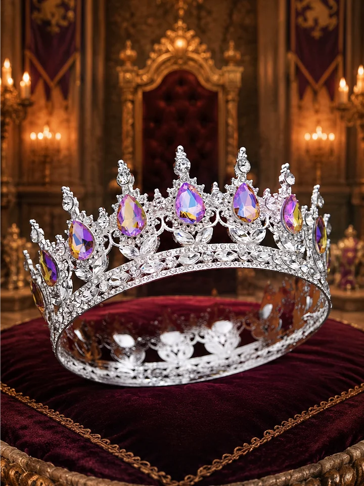 The Armored Kingdom Holographic Queens Crown (Silver)-Rhinestone Gems-Elegant-Statement Piece product image (1)