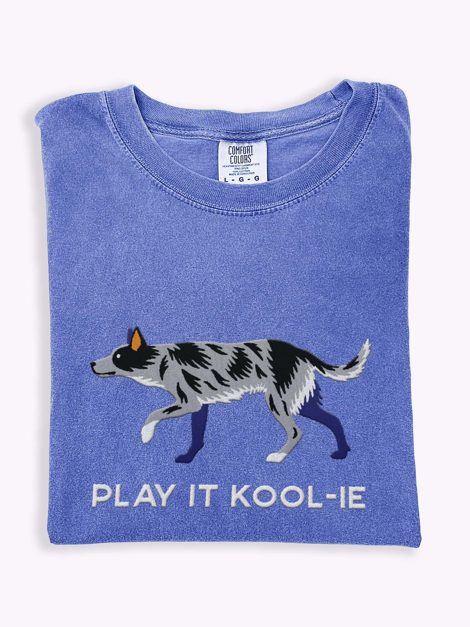 Play It Kool-ie T-Shirt(Embroidered) of an Australian Koolie(Blue Merle) product image (1)