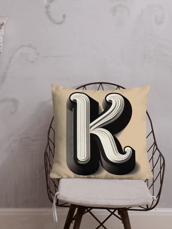 Dimensional K All-Over Print Pillow | AI Design initial K product image (1)