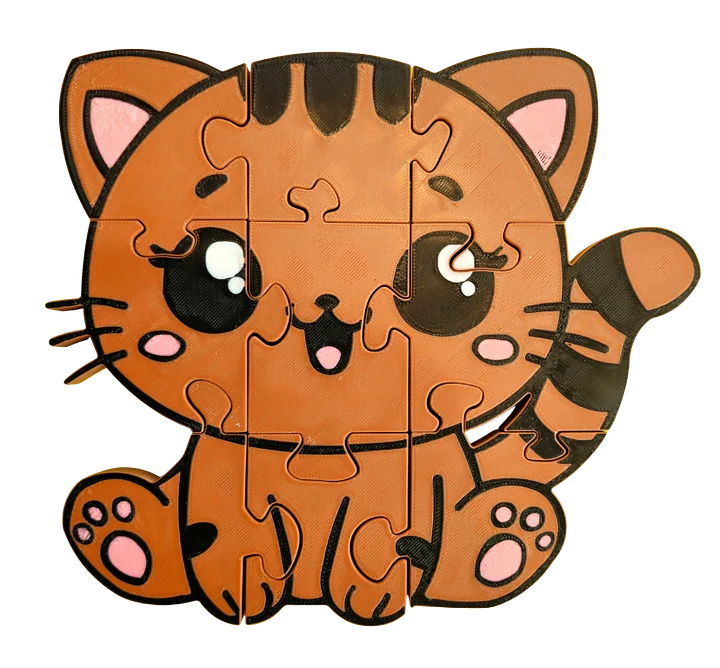 Kitten Jigsaw Puzzle, 3D-Printed Chunky Educational Toy for Toddlers & Kids, Montessori Learning, Floor Play product image (1)