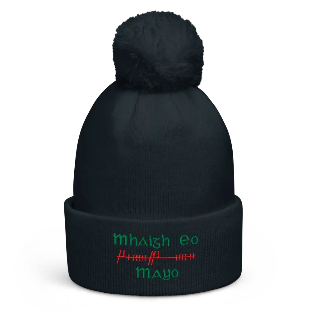 Mayo/Maigh Eo, Orthodox style Ogham embroidered Pom-Pom Beanie product image (4)