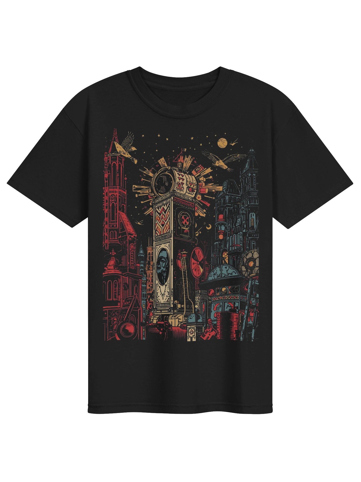 Retro Steampunk City Night Heavyweight T-Shirt product image (1)