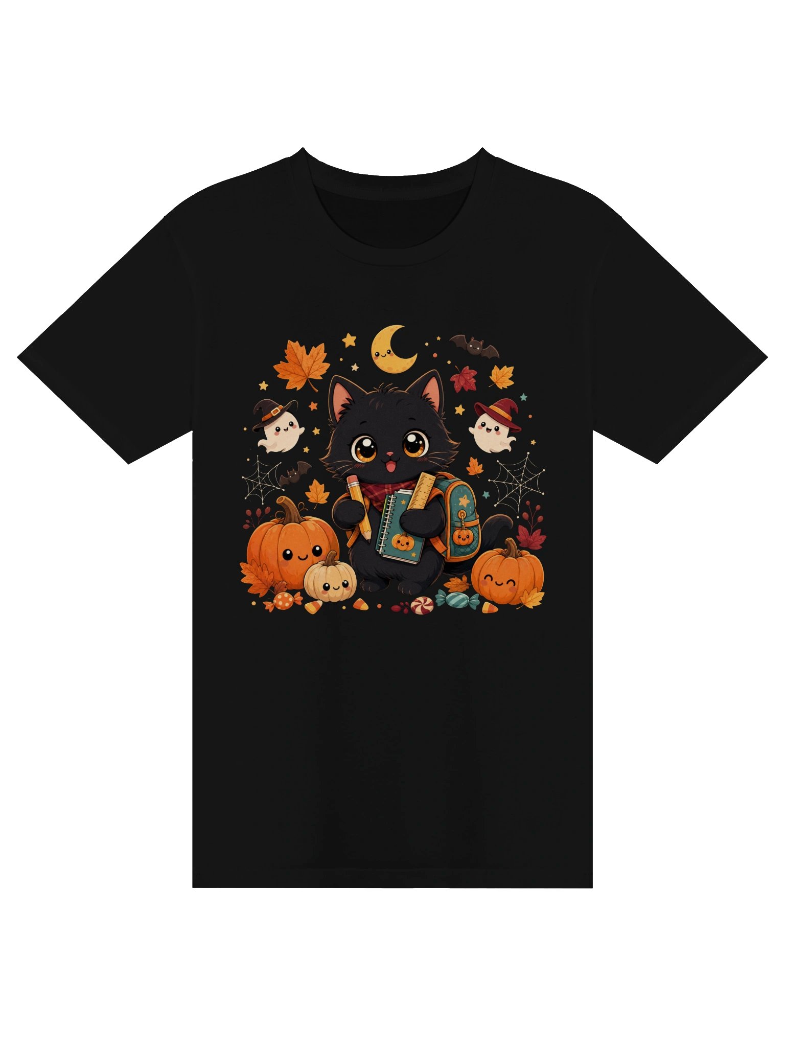 Spooky Season Student Cat T-Shirt | Cute Halloween Back to School Graphic Tee product image (4)