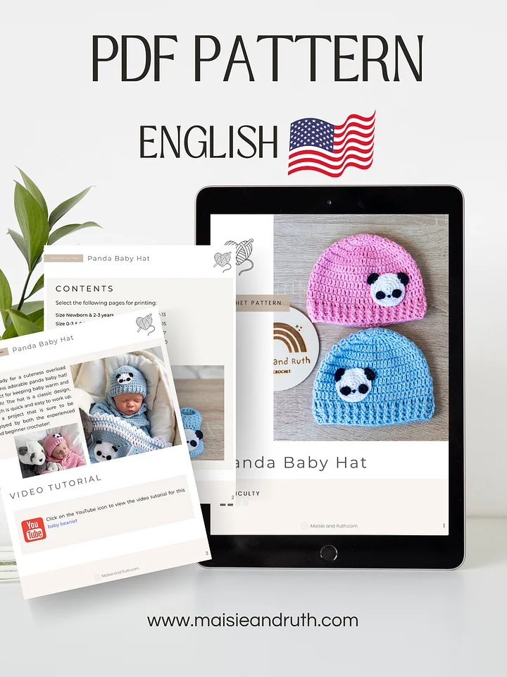 Panda Child Hat Crochet Pattern product image (2)