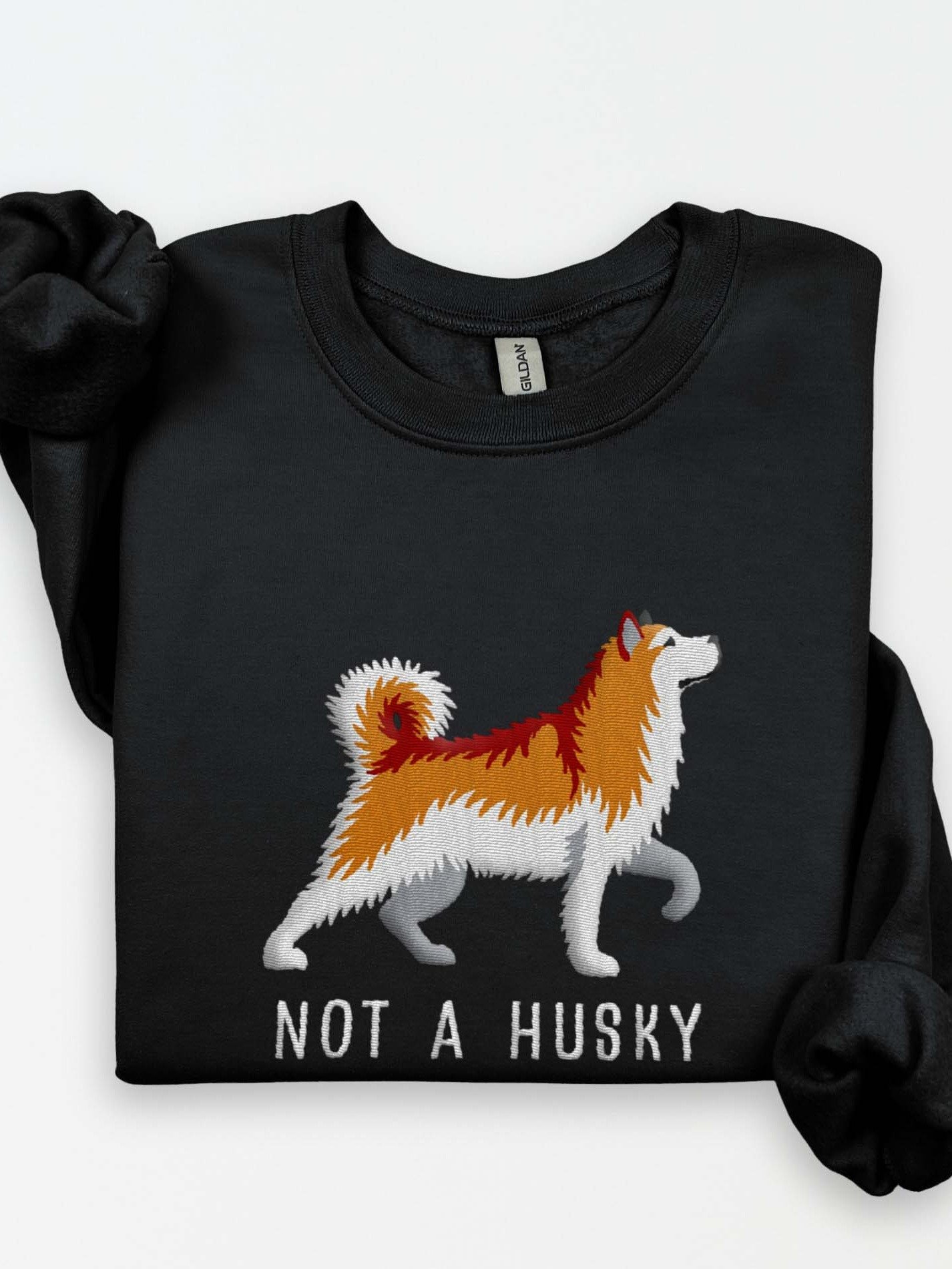 Not a Husky Sweatshirt (Embroidered) of an Alaskan Malamute(Brown & White) product image (1)