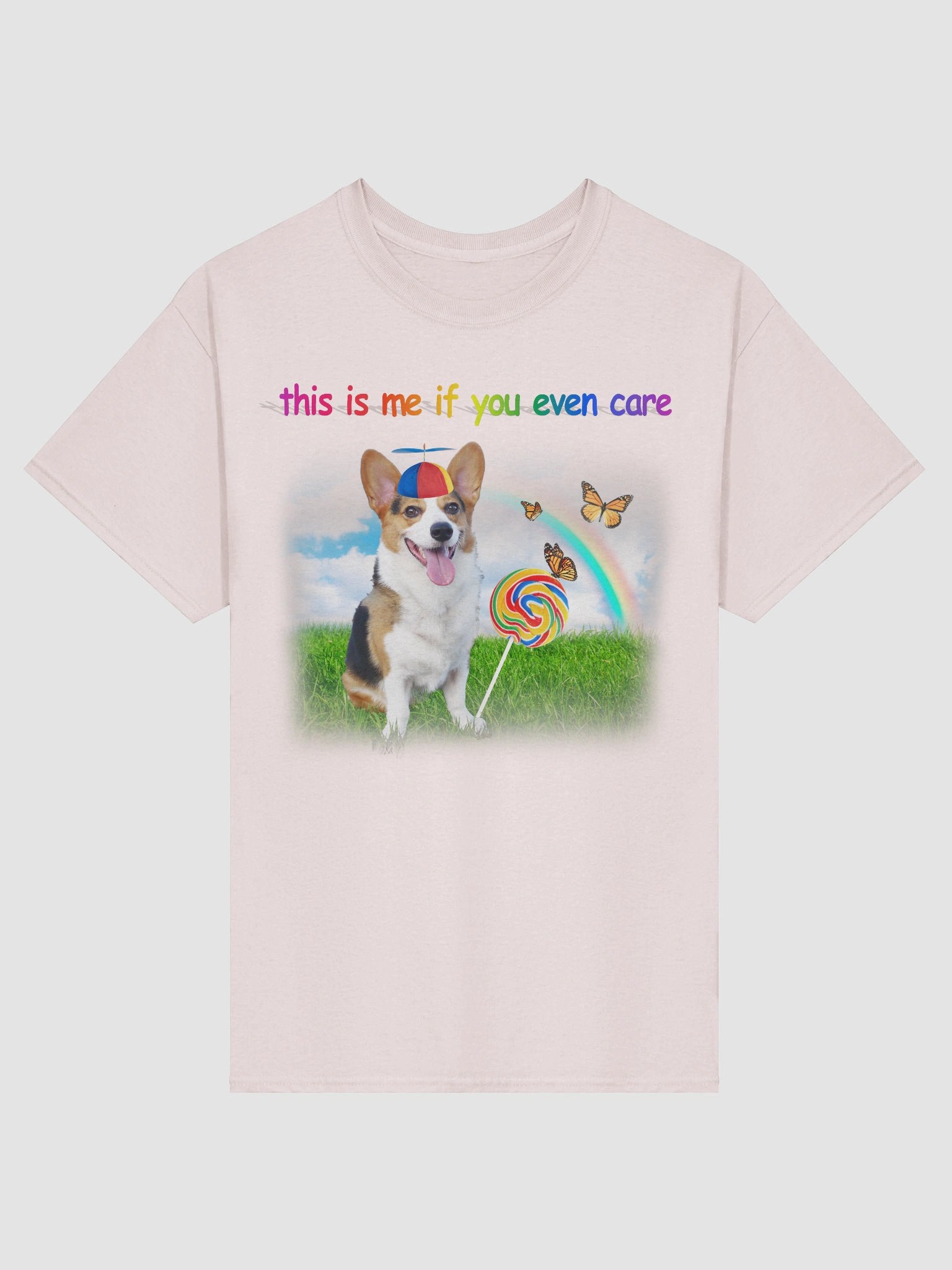 Whimsical Propeller Hat Dog T-shirt - this is me if you even care product image (2)