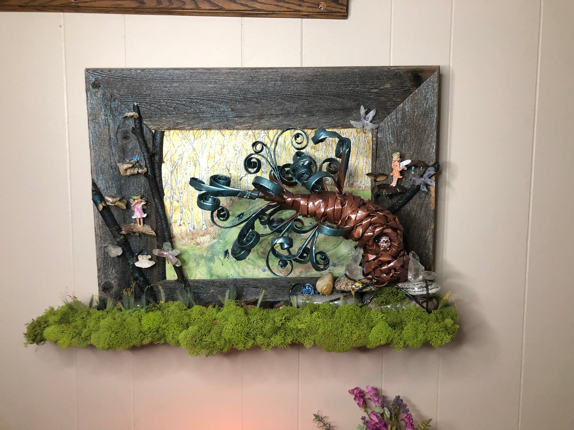 "The Fantasy Tree"- OOAK Fairy diorama with watercolor painted background and magazine tree product image (2)