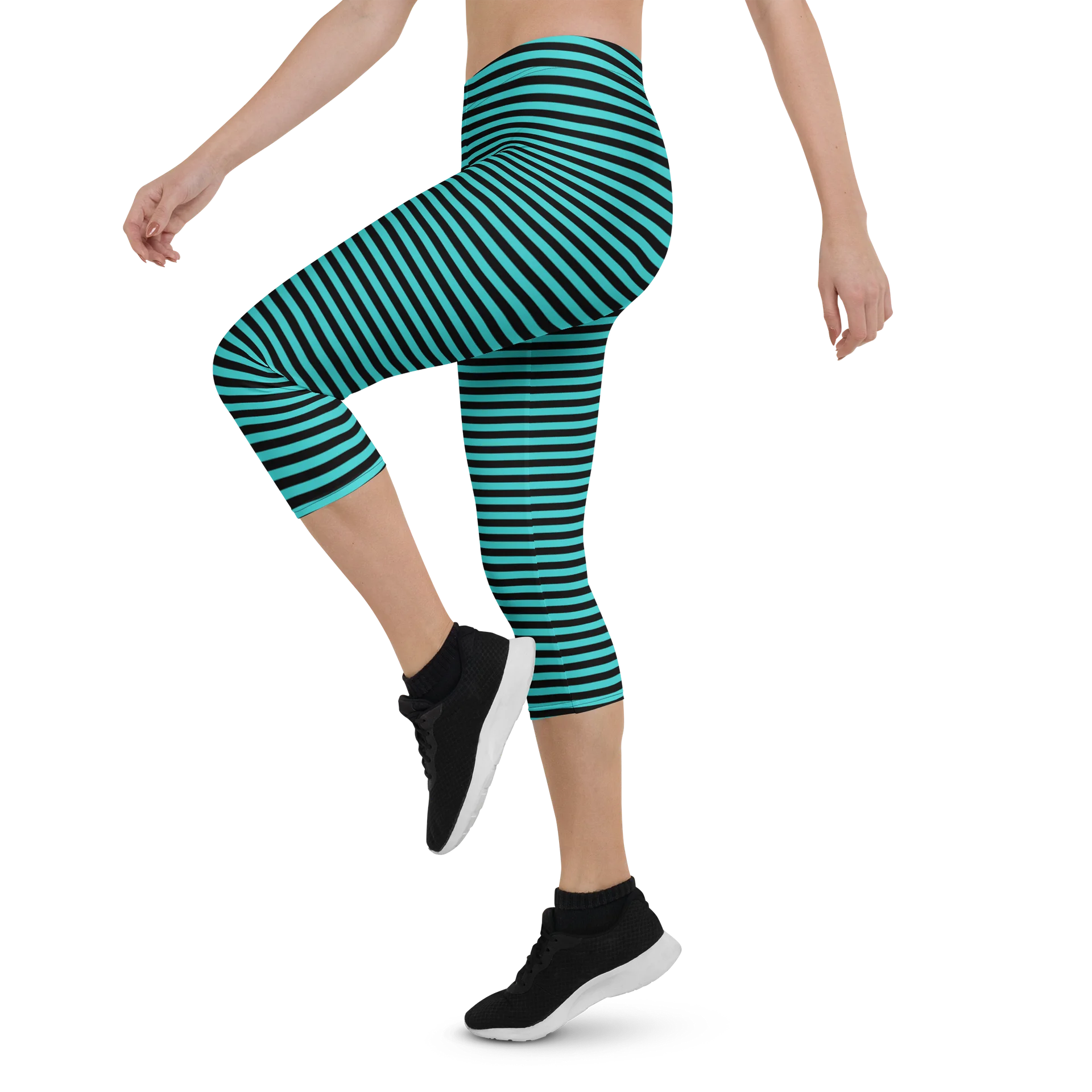 Blaque and Turquoise Stripped Capri product image (4)